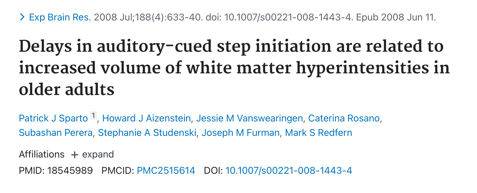 Delays in auditory-cued step initiation are related to increased volume of white matter hyperintensities in older adults