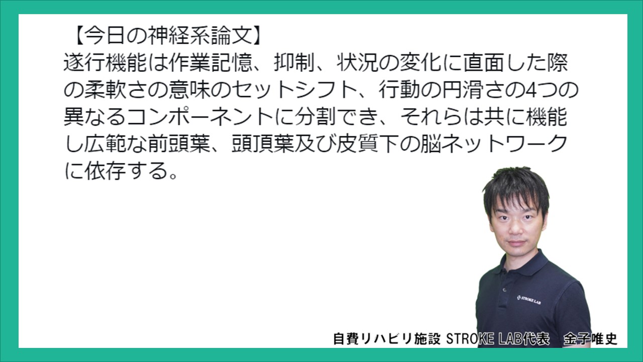 Vol 552 遂行機能障害について ４つの構成要素とは 脳卒中 神経系 自費リハビリ施設 Stroke Lab 東京