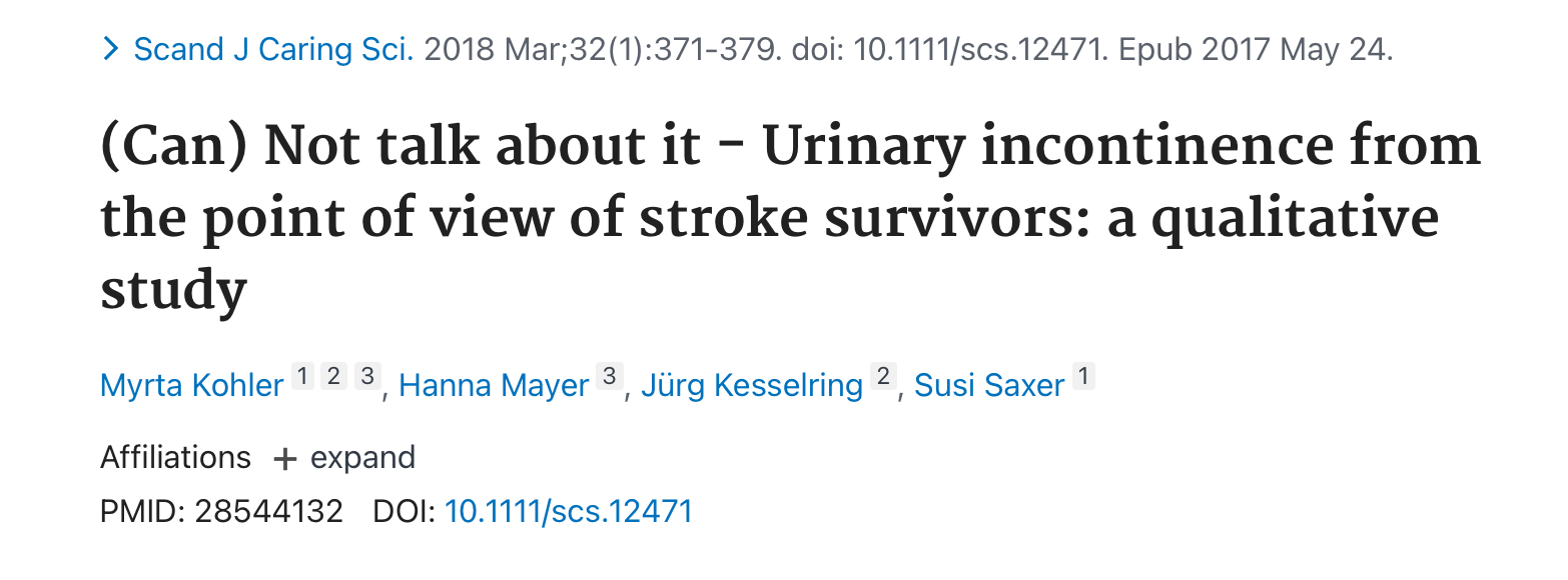 (Can) Not talk about it - Urinary incontinence from the point of view of stroke survivors: a qualitative study